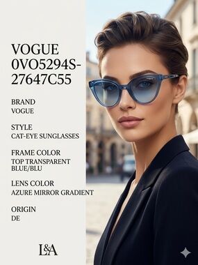 Vogue Transparent Blue Cat-Eye Sunglasses with Azure Gradient Lenses